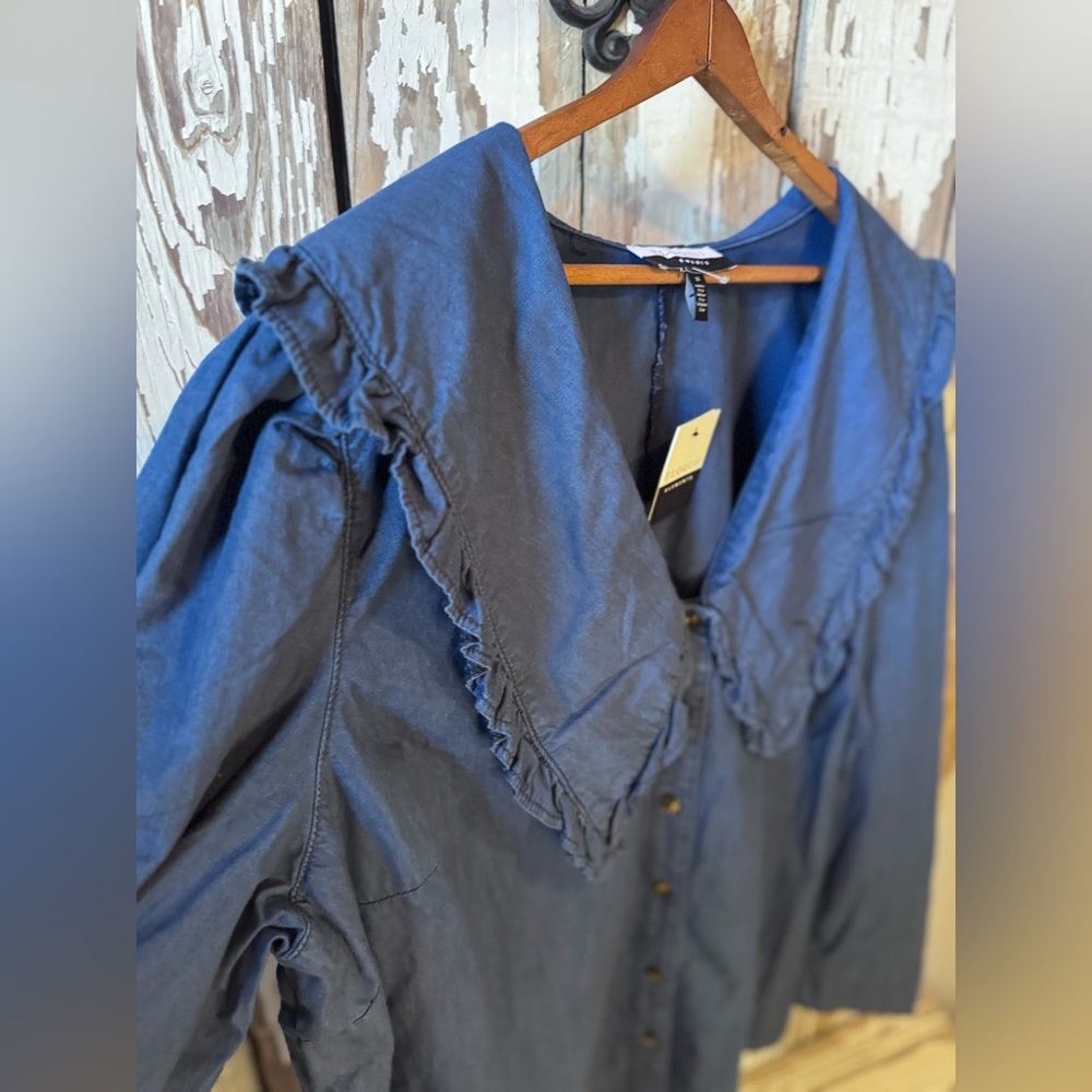 Eloquii Elements NWT Chambray Long Sleeve Button … - image 8